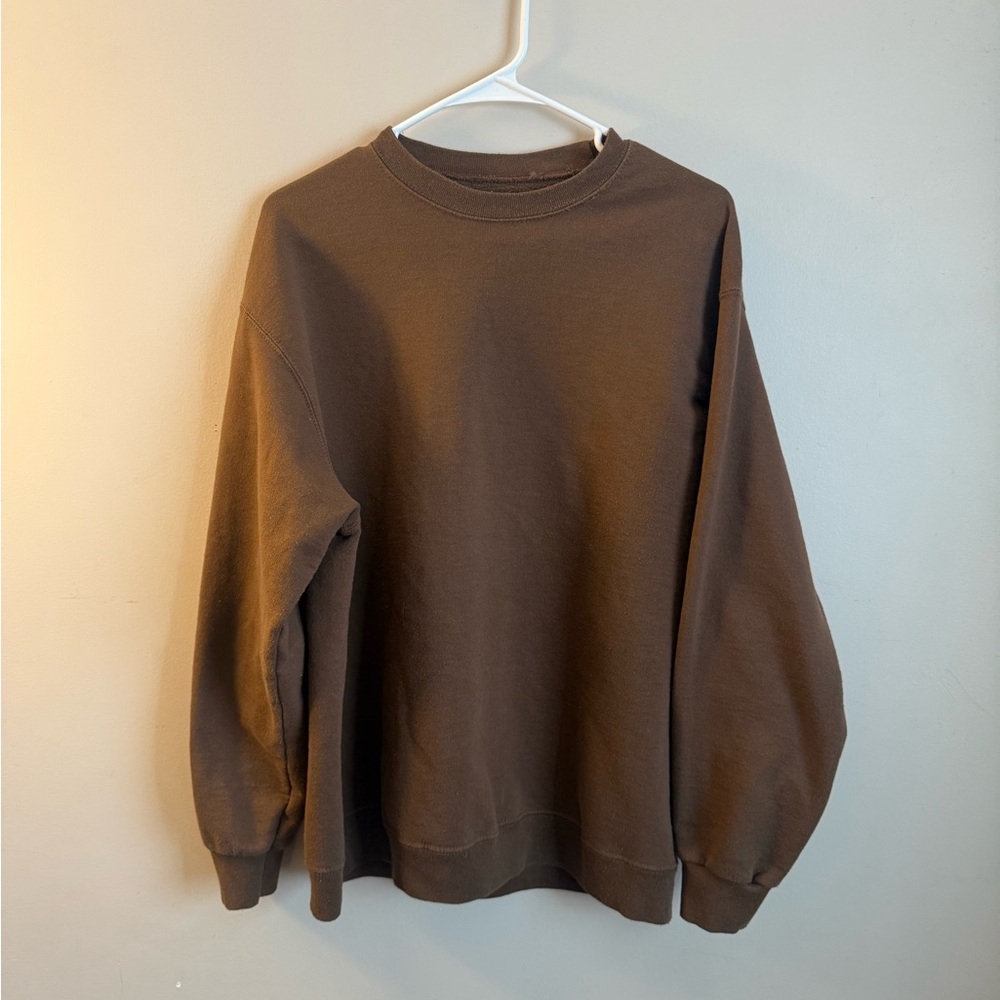 Fruit of the Loom Men's Brown plain Crewneck Sweater